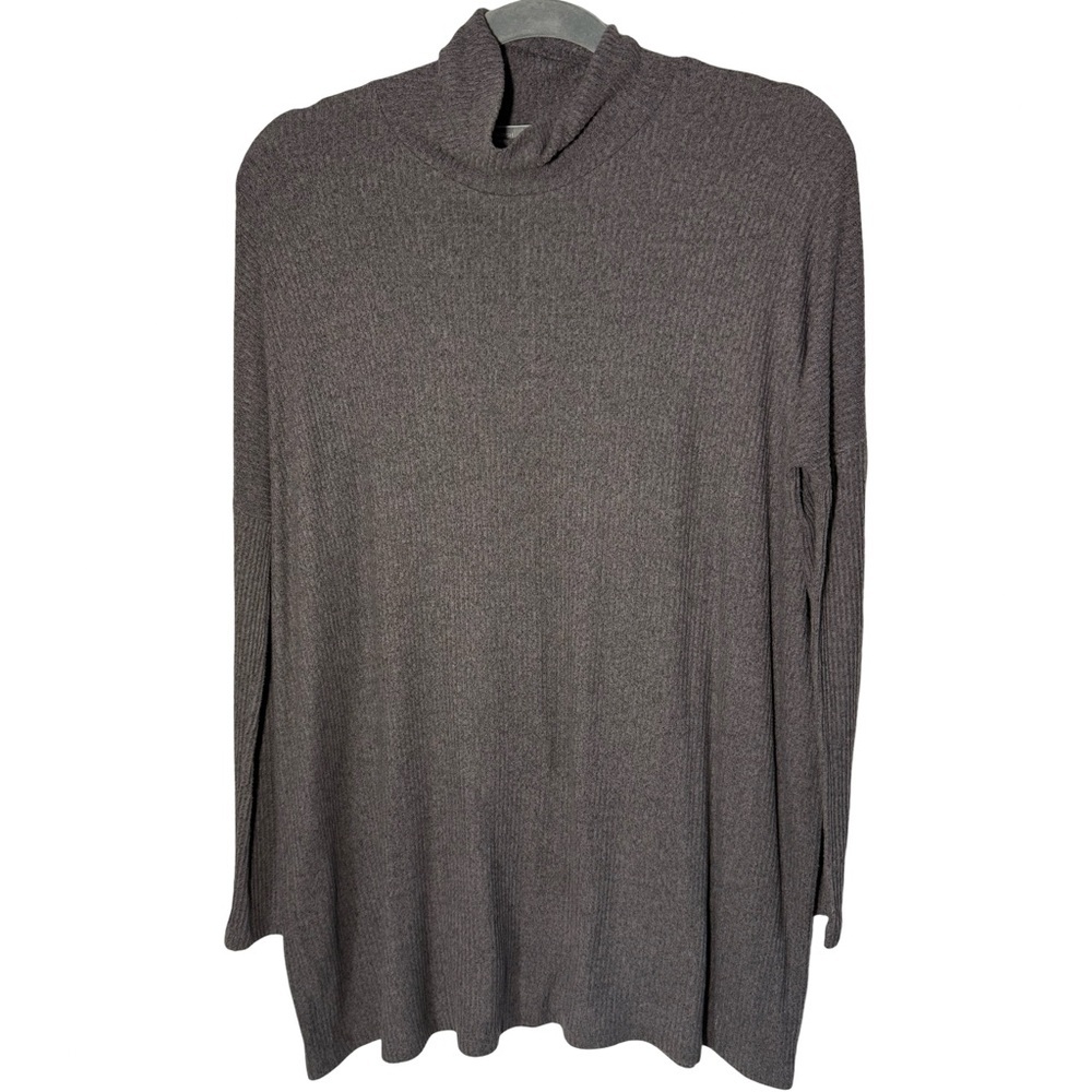 Ribbed Mock Neck Tunic Sweater